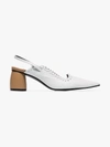 REIKE NEN REIKE NEN WHITE 60 CURVED LEATHER SLINGBACK PUMPS,RK1SH03313164347