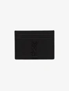 Saint Laurent Monogram Crocodile-effect Leather Cardholder In Black