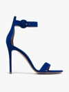 Gianvito Rossi Blue 105 Ankle Strap Suede Sandals In Blue