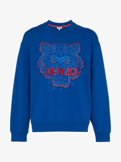 Kenzo Tiger Crew Neck Sweatshirt In Blue