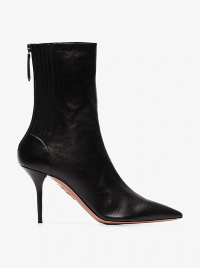 Aquazzura Black Saint Honoré 85 Leather Boots