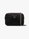 PRADA PRADA BLACK DIAGRAM QUILTED LEATHER CROSS BODY BAG,1BH083VCOI2D9113426616