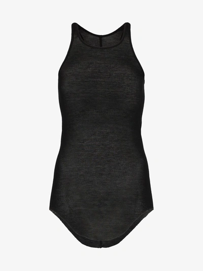 Rick Owens Racerback Ribbed Silk Tank Top In Black