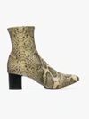 ISABEL MARANT ISABEL MARANT BLACK AND BEIGE DATSY 50 SNAKESKIN EMBOSSED LEATHER BOOTS,BO016218A049S12969738