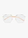 GUCCI GUCCI EYEWEAR GOLD TRANSPARENT LENS SQUOVAL GLASSES,GG0396S00113302513