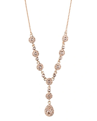 Givenchy 16" Crystal Y-neck Necklace In Rose Gold