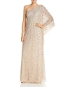 ADRIANNA PAPELL ONE-SHOULDER SEQUINED GOWN,AP1E204725
