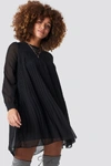 TRENDYOL Short Pleated Dress Black