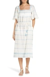 TORY BURCH EMBROIDERED LINEN & COTTON COVER-UP DRESS,54814