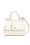 Dolce & Gabbana Sicily Small Leather Shoulder Bag In Bianco