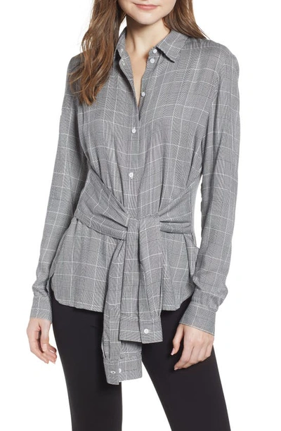 Bailey44 Hold Me Tight Houndstooth Check Tie Front Shirt In Plaid