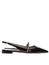 MIU MIU BLACK PATENT LEATHER OPEN TOE POINTY SLIPPERS,5F388C JHRF0002