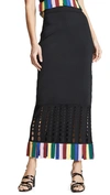 Staud Garage Cutout Fringed Stretch-knit Midi Skirt In Black Rainbow (black)