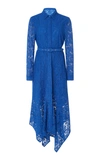 GANNI Belted Asymmetric Lace Dress,F2919