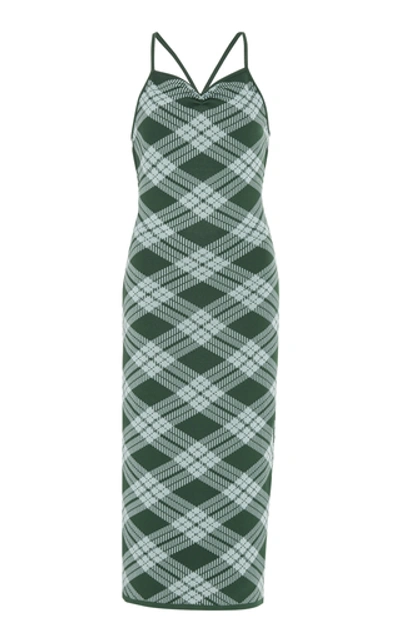 Alexa Chung Alexachung Plaid Midi Dress In Green & Mint