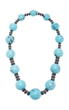 SABBADINI WHITE GOLD TURQUOISE AND DIAMOND NECKLACE,CO3236T