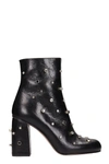 RED VALENTINO BLACK LEATHER ANKLE BOOTS,10781386