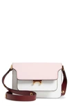 Marni Small Trunk Colorblock Leather Shoulder Bag In Cinder Rose/ Limestone/ Ruby