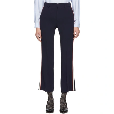 Gucci Navy Bootcut Trousers In 4191 Navy