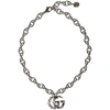 GUCCI SILVER CRYSTAL GG NECKLACE