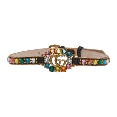 Gucci Gg Embellished Leather Choker In 8528 Multi