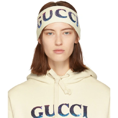 Gucci Super-shine Sequin Headband & Cuff Set In Creme Multi