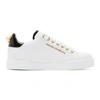 Dolce & Gabbana White Low Top Sneakers With Logo Lettering On The Tongue And Logo Detail On The Heel In Leather Woma In 89662 Black