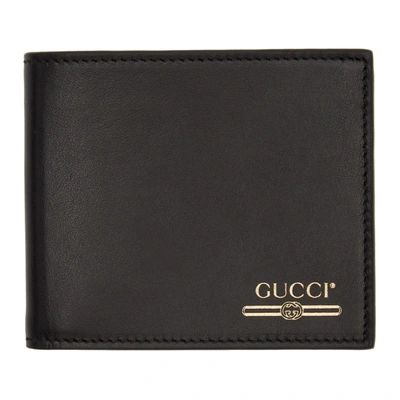 Gucci Logo Bi-fold Leather Wallet In Black