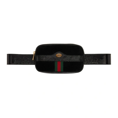Gucci Ophidia Suede & Leather Belt Bag - Black In Nero/ Vert/ Red