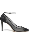 JIMMY CHOO MESH AND LEATHER PUMPS,3074457345619775882