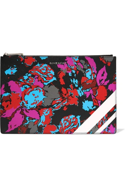 Givenchy Floral-print Faux Textured-leather Pouch In Pink