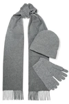 JOHNSTONS OF ELGIN + NET SUSTAIN CASHMERE BEANIE, SCARF AND GLOVES SET