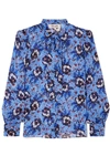 DIANE VON FURSTENBERG LANIE PUSSY-BOW FLORAL-PRINT FLOCKED SILK-BLEND CHIFFON BLOUSE