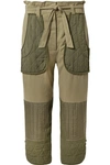 SEA O'KEEFFE CROPPED COTTON-TWILL AND QUILTED CANVAS TAPERED PANTS