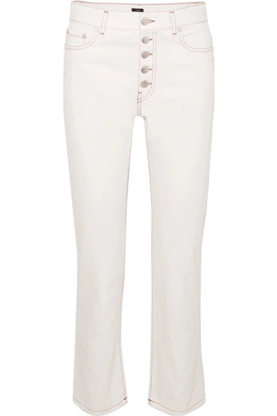 Joseph Den Straight Slim-fit Stretch-gabardine Trousers In White