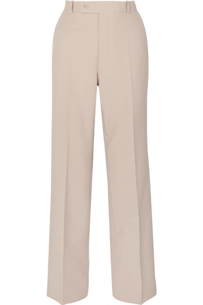 Helmut Lang High Waisted Wide Leg Cotton Suit Trousers In Cream