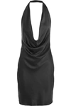 STELLA MCCARTNEY DRAPED SILK-SATIN HALTERNECK DRESS