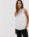 AX PARIS TOP WITH LACE DETAIL-WHITE,TA005