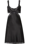 Stella Mccartney Clara Whispering Cutout Lace-trimmed Stretch-silk Charmeuse Satin Chemise In Black