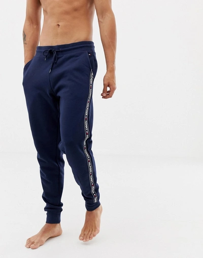 Tommy Hilfiger Authentic Cuffed Lounge Sweatpants With Side Logo Taping In Navy