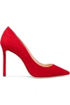 Jimmy Choo Romy 100mm Suede Point-toe Pumps In Red
