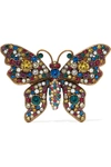 GUCCI Gold-tone crystal brooch