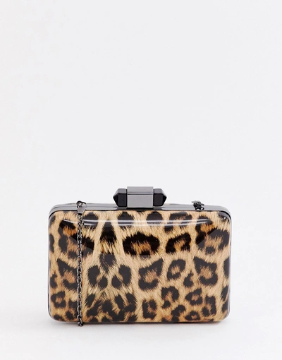 True Decadence Patent Leopard Print Box Clutch Bag - Multi