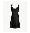 Stella Mccartney Clara Whispering Cutout Lace-trimmed Stretch-silk Charmeuse Satin Chemise In Charcoal