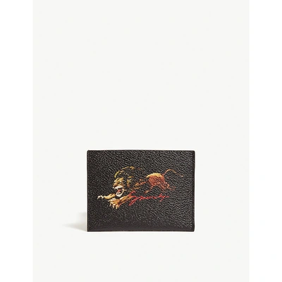 Givenchy Lion-print Leather Cardholder In Multicol