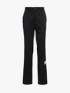 Thom Browne Logo Patch Tailored Cotton Trousers In Blue