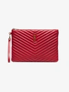 Saint Laurent Red Monogram Medium Pouch With Handle In 6515 - Red