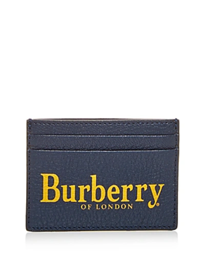 Burberry Men's Sandon Logo-print Leather Card Case In Storm Blue