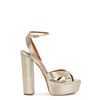 Aquazzura Sundance 140 Metallic Leather Platform Sandals In Gold