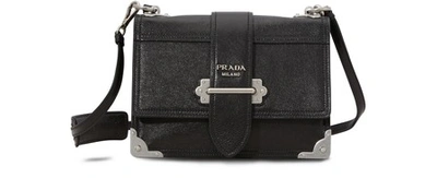 Prada Embroidered Small Cahier Crossbody Bag In Black